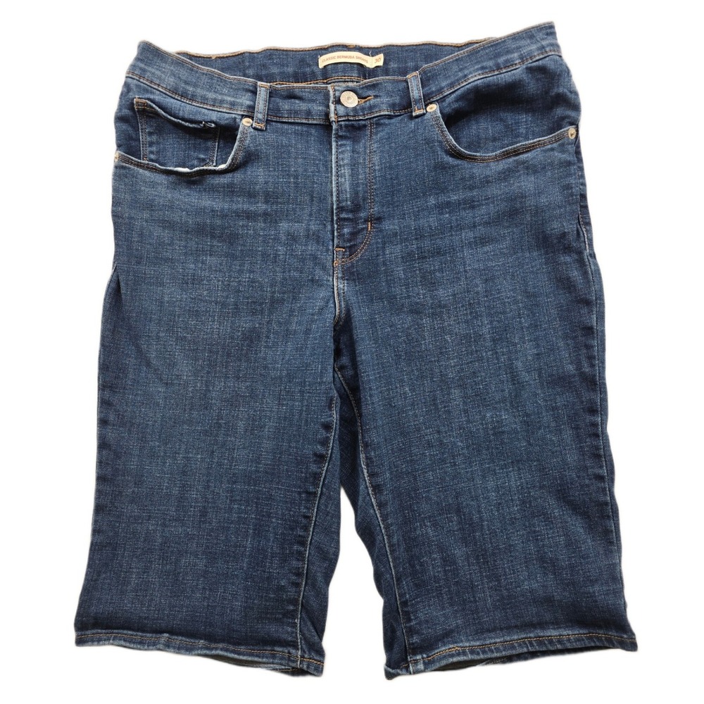Levi's Classic Denim Bermuda Shorts Women 30 Blue Jean Cotton Blend Dark Wash